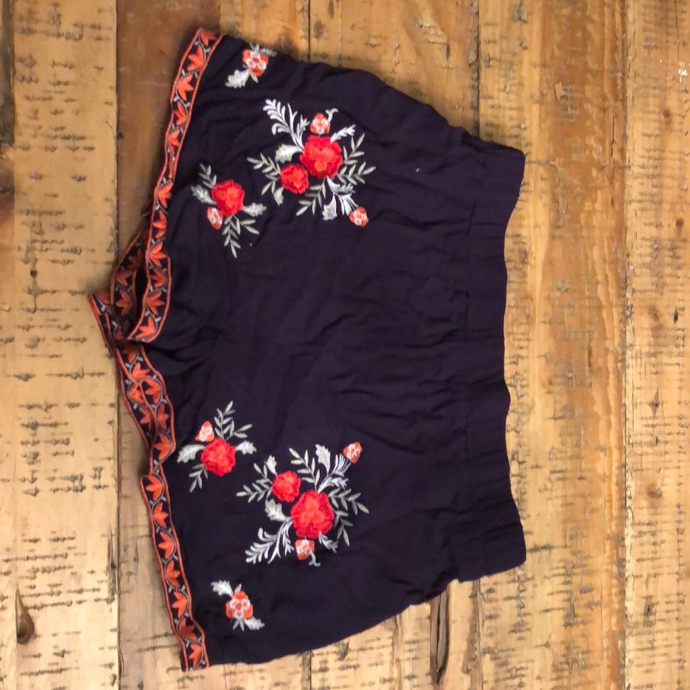 Lightweight embroidered cotton shorts